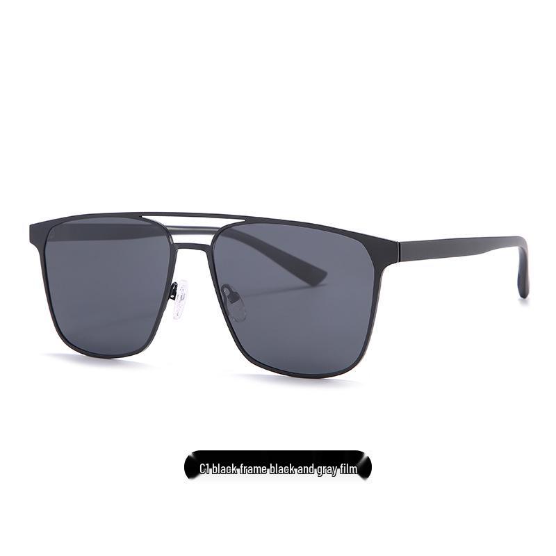 Stylish Men s Polarized UV Protection Double Bridge Metal Driving Sunglasses - Model 8639