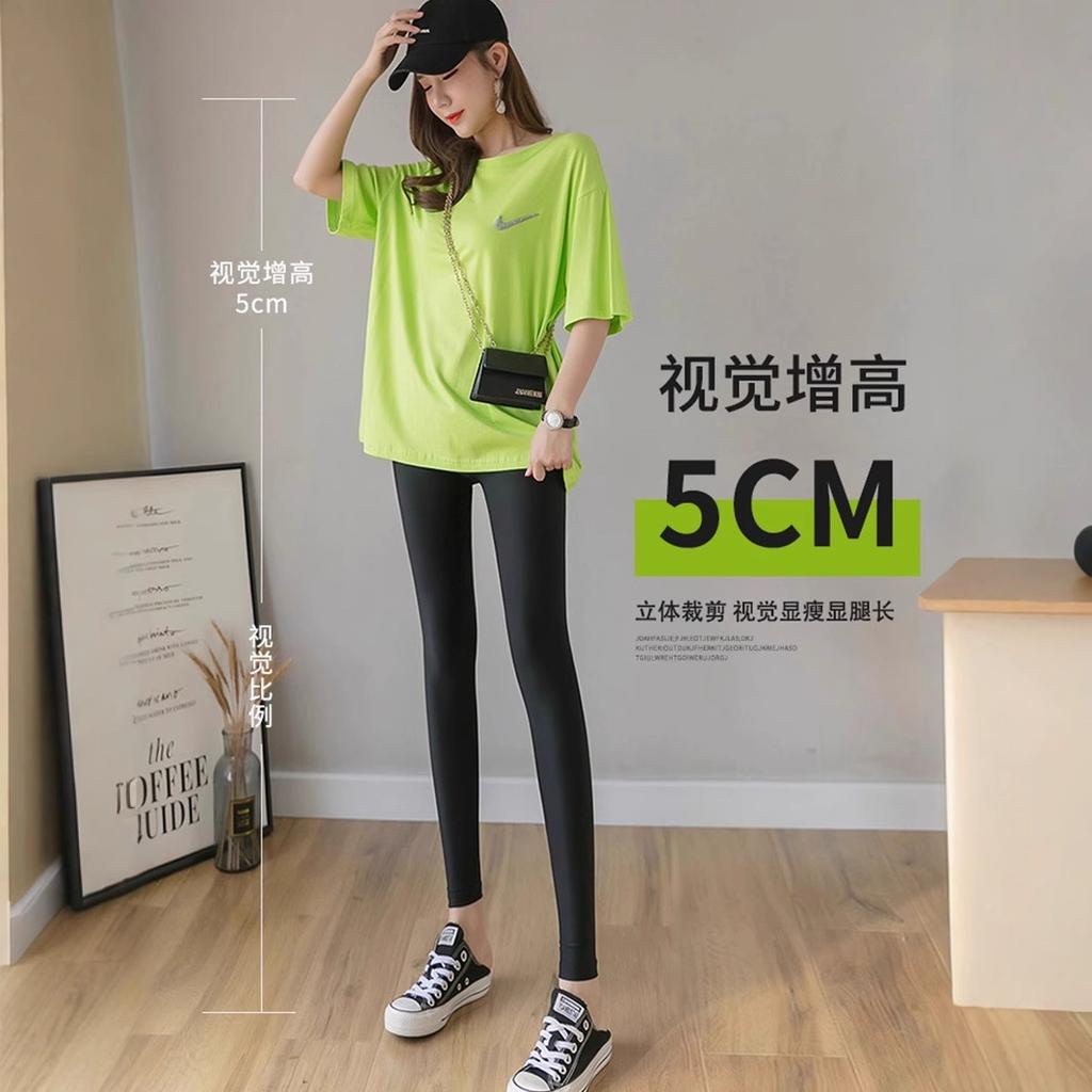 Nine-point Thin Sweatpants for Women's Spring and Autumn Wear Thin High-waisted Small Black Pants Large Size Tight Bear Ice Silk Leggings