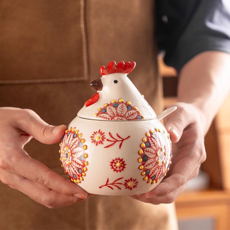 Cute Chick Ceramic Canister Candy Jar Storage Jar with Lid