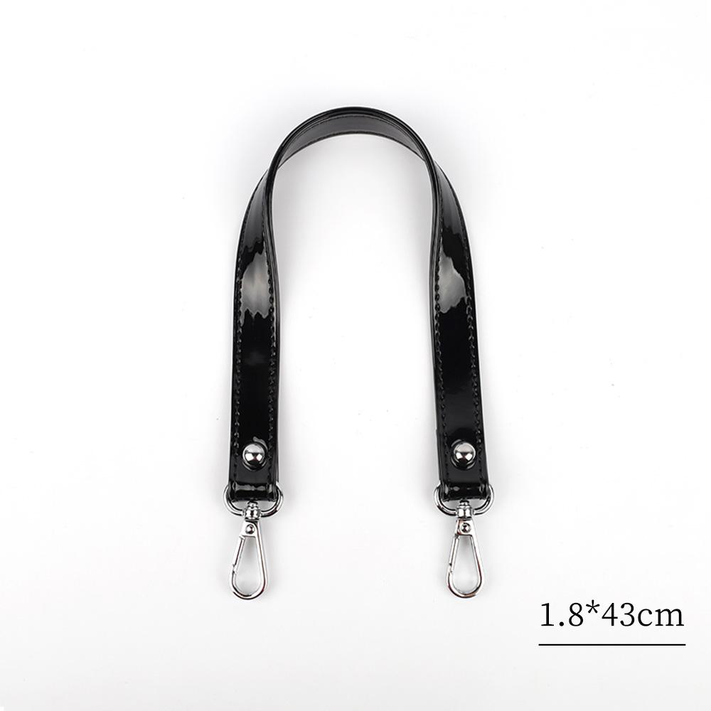 Black Glossy Short Bag Strap With Silver Gold Black Hardware Short Shoulder Strap Handbag Strap PU Leather Bag Accessories