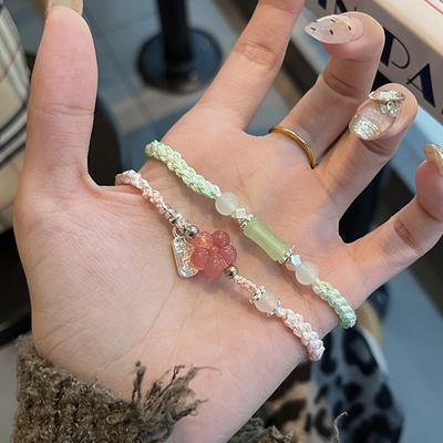 1/2Pcs Estilo Chinês Feito À Mão Trançado Bambu Flor De Ameixa Pulseira Para Casal Amizade Charme Pulseira Jóias Acessórios Presentes