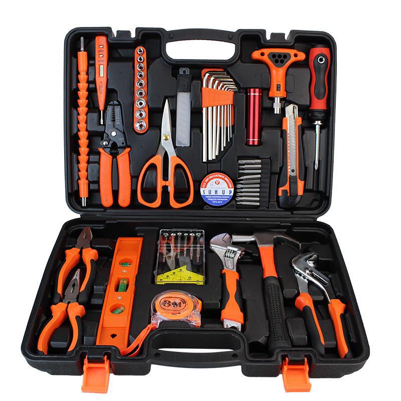 Household Hardware Tool Set: Electric & Impact Drill Combo with Toolbox for Vehicle Repair