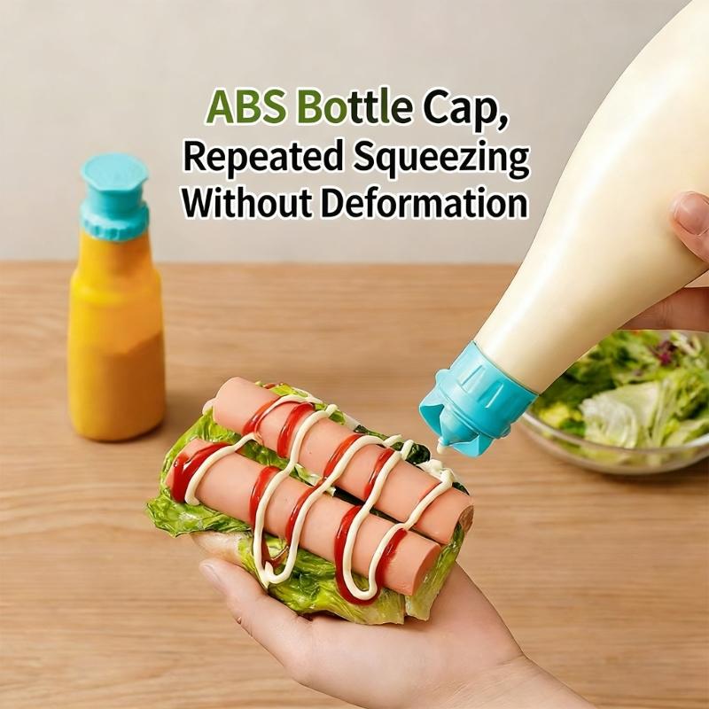 4pcs Squeeze Bottle Cap Condiment Dispenser Flipped Top Lid For Controlled Dressing Flows And Waste Reduction In Cooking