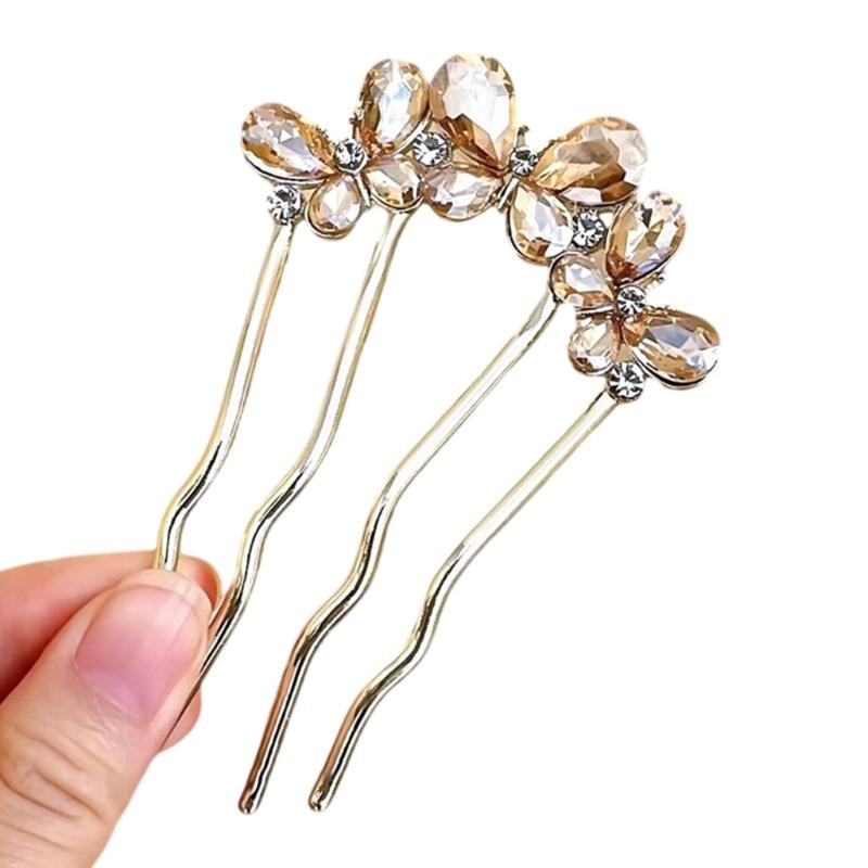 Metalowe Perły Z Cyrkoniami Spinka Do Włosów Wygodny Patyczek Do Włosów Do Gęstych Włosów Bezpieczne Utrzymanie Koka Na Imprezy Bankiety Kobiety