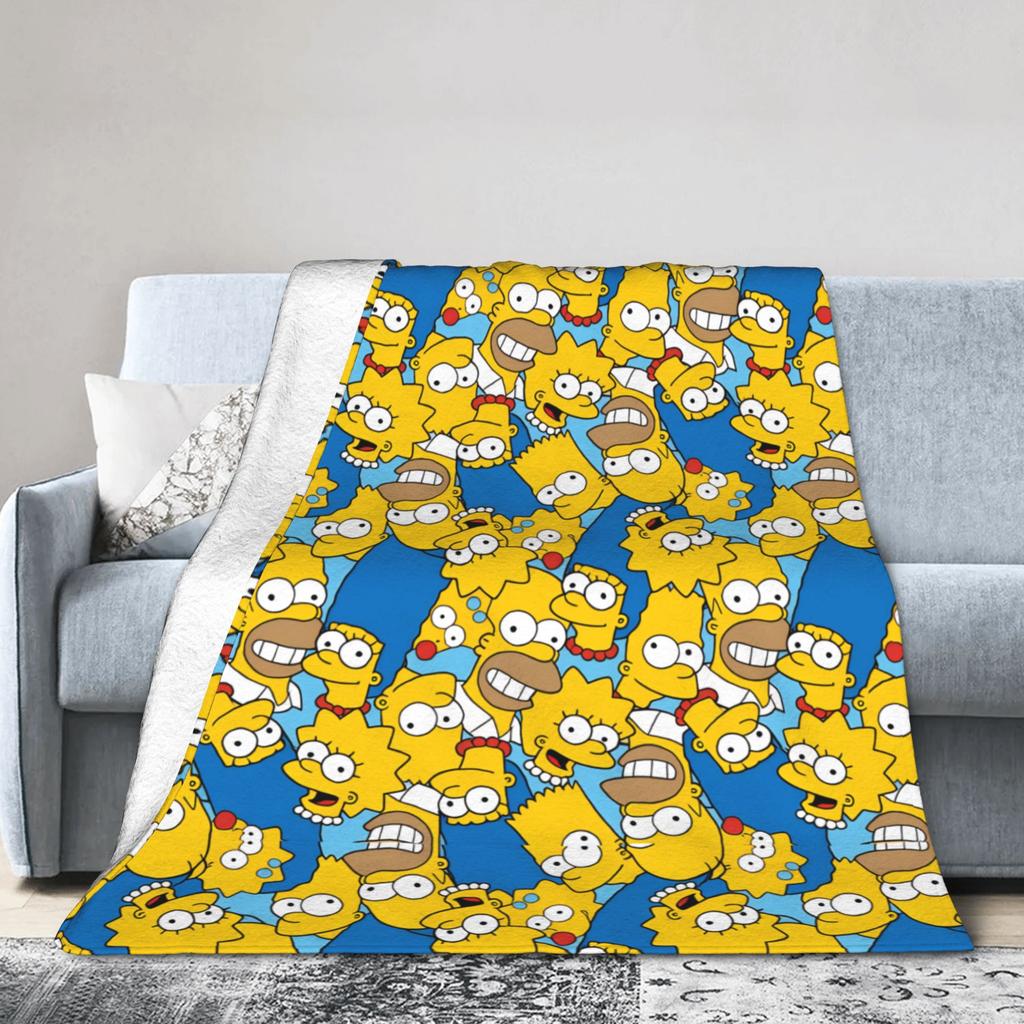Warm Cozy Blankets Travel S-Simpsons Characters Pattern Print Throw Blanket Pattern Bedspread For Home Decor