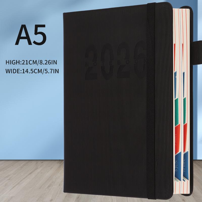 

2026 Daily Monthly Planner With Colorful Monthly Mark Hardcover Leather Day Planner 400 Pages Dated For Daily Scheduling чёрный
