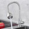 Modern 304 Stainless Steel Single Cold Water Kitchen Faucet with Flexible 360 Swivel Spout Anti-splash Design Brushed Finish