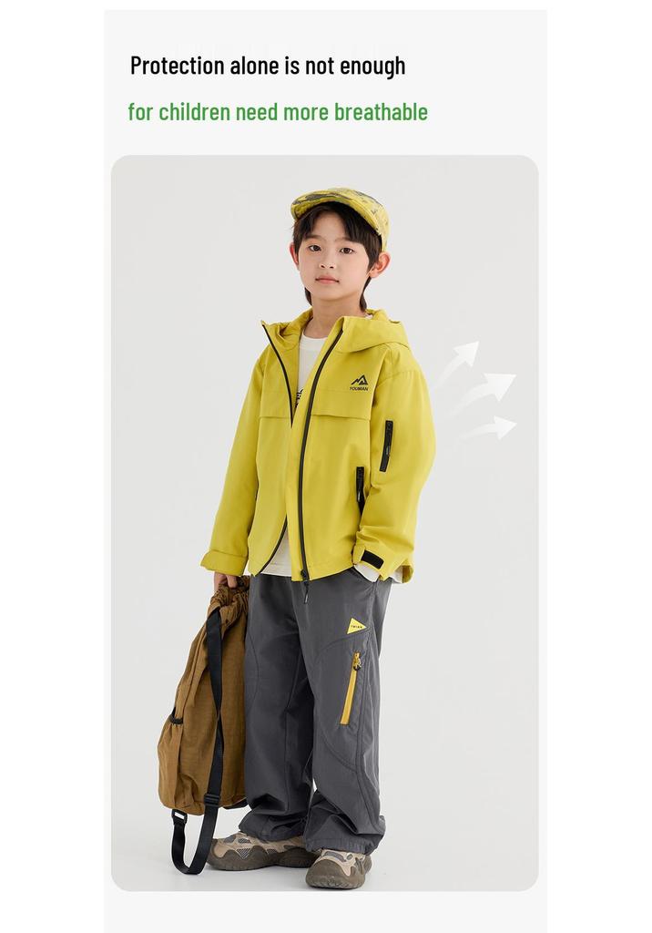 2026 Autumn Stylish Boys' Hooded Outdoor Sports Jacket - Trendy, Solid Color for Early Autumn
