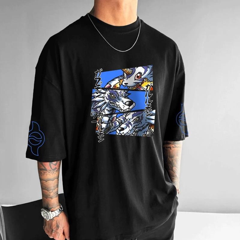 2025 Summer Digimon Adventure Animation Brand 100Cotton Agumon Printed Tshirt for Unisex Short Sleeve Casual Adult Children