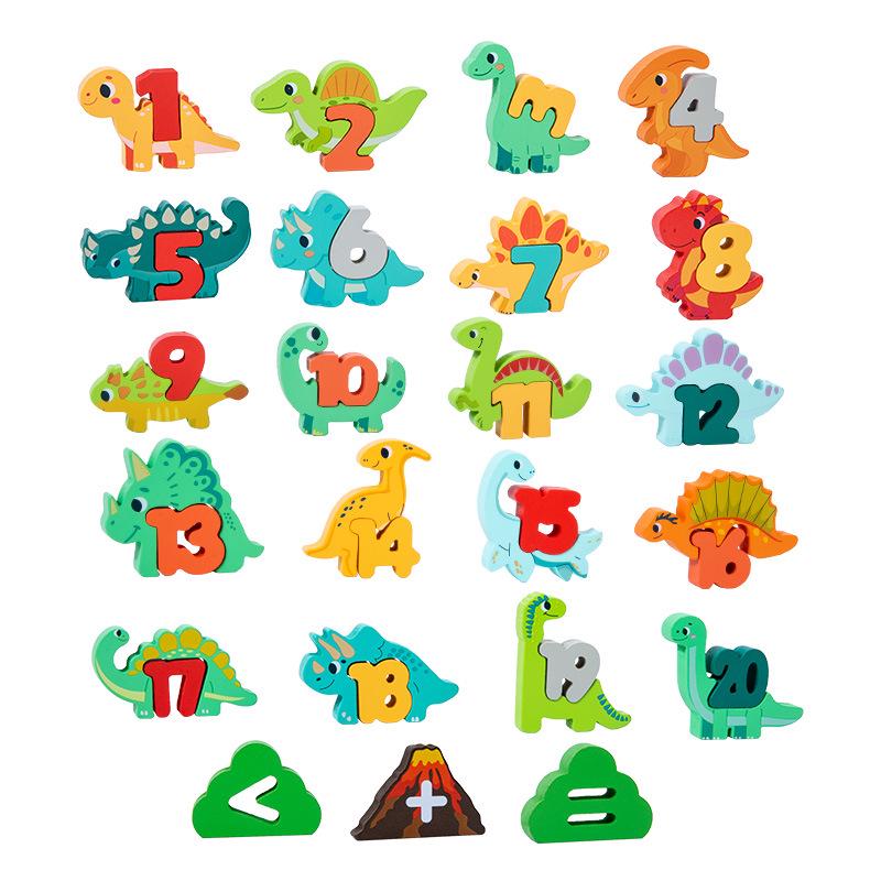 Kids' Educational Building Blocks: Alphabet, Numbers, Animals & Dinosaurs - Safe, High-Quality Wood, No Odor.