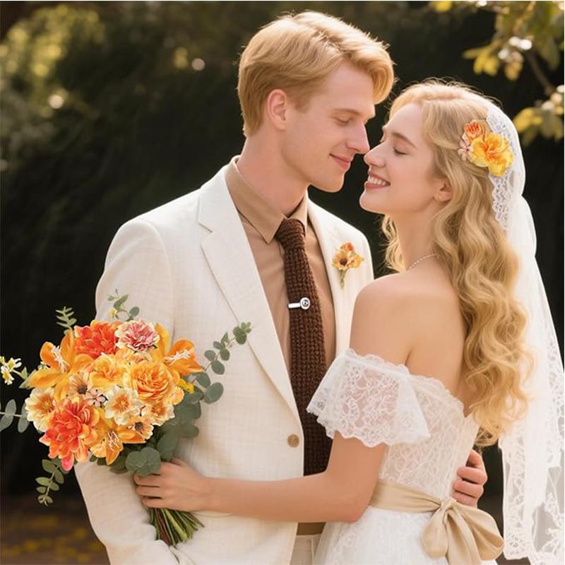 20Pcs Mini Silk Artificial Flowers Fake Rose Daisy Flower Heads Autumn Decoration for Home Room Wedding Wreath Accessories Gifts