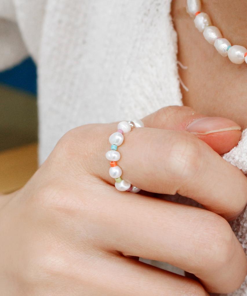 47Bag 925 Freshwater Pearl Bead Ring Lieto