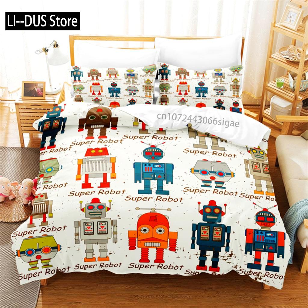 Cartoon Children Robot Bedding Set Duvet Cover Set 3d Bedding Digital Printing Queen Size Bedding Set Fashion Design