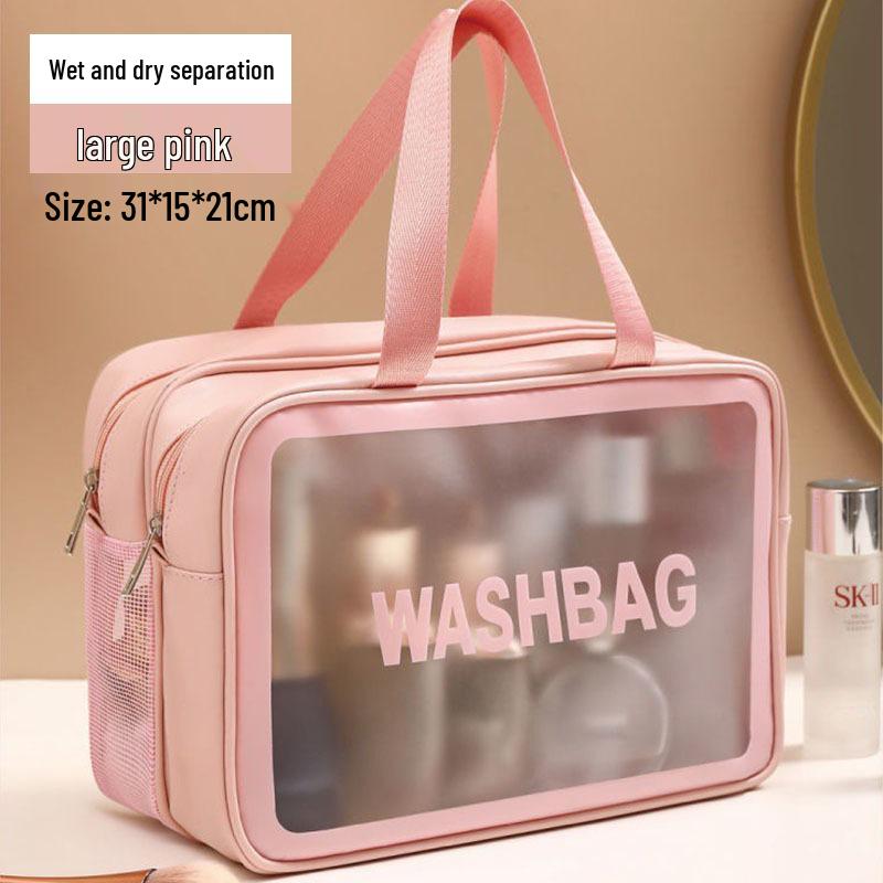 Frosted PU Large Capacity Transparent Travel Makeup and Toiletry Bag