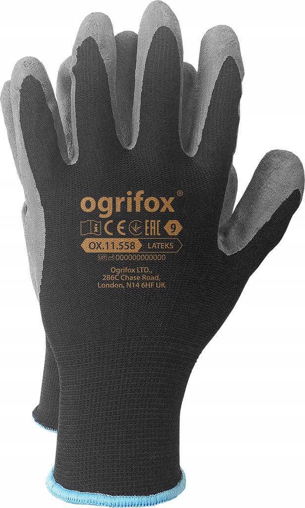 Work Gloves / Black / Size: 9 - / Ox-Lateks_Bs9 - 100 Pcs