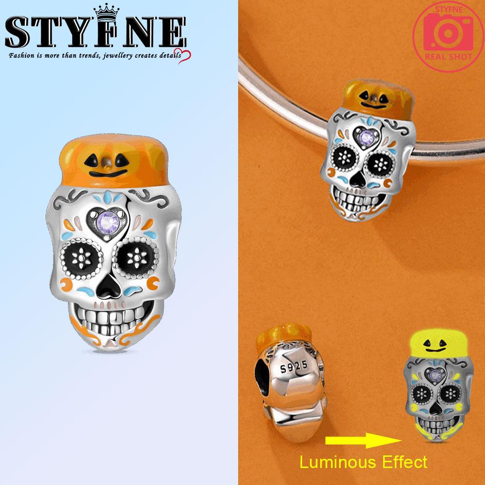 Copper Halloween Candy Basket Pumpkin Skeleton Devil Charms Beads Pendant For Original Bracelet Woman Girl Jewelry