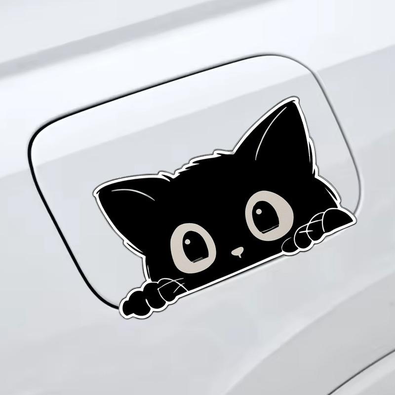 1/2pcs PVC Car Sticker Poor Cat Is Stealing with Big Eyes Watch Vinyl Car Styling Cover Waterproof Decals Interior Accessories