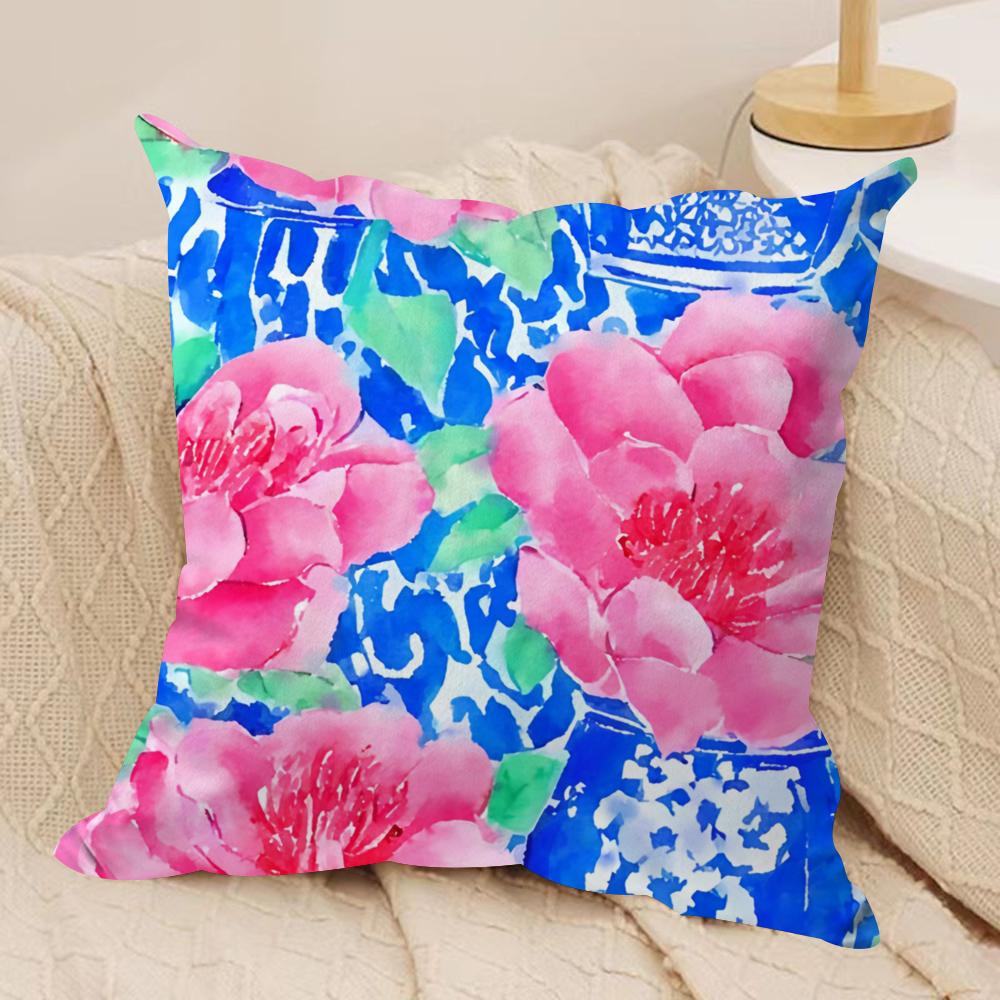 Monkey in chinoiserie garden Cushion Cover Soft Plush Fabric DoubleSided Printed Cushion Covers for All Seasons Home Decor