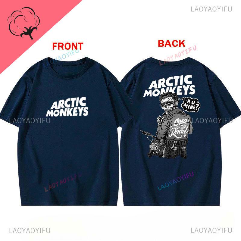 Arctic Monkeys T-Shirt Doppelseitiger Druck Shirt Rundhalsausschnitt Lässig Streetwear Allmatch Alternative Rock Goth Y2k Kleidung