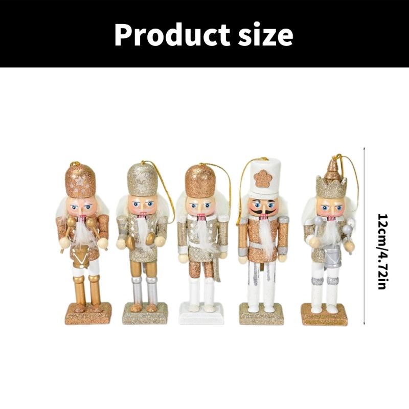 Stylish Nutcrackers Display Ornament Unique Wood Nutcrackers Desk Decoration with Gold and Silver Highlight for Party