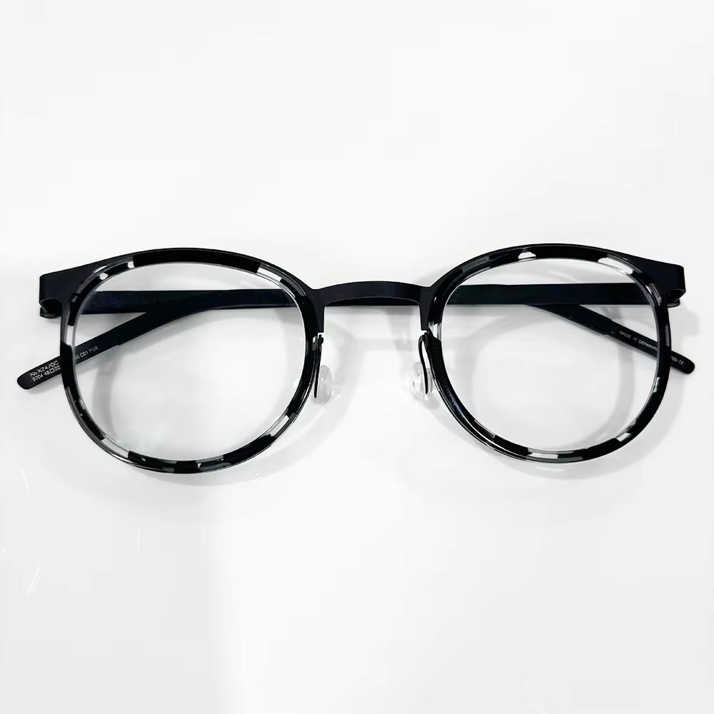 

Denmark Brand Screwless Ultralight Titanium Glasses Frame Men Women Vintage Round Eyewear Eyeglasses Frame 9704 Ring Design New
