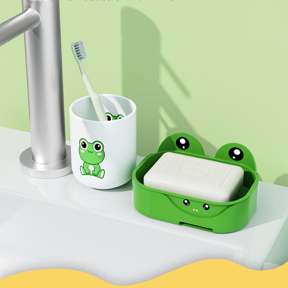 Double-layer Cartoon Soap Holder Wall Mounted Soap Tray Creative Drain Soap Storage Box Bathroom