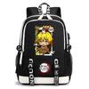 Demon Slayer Anime Print Student Backpack USB Charging Port Lightweight School Bag for Boys Girls