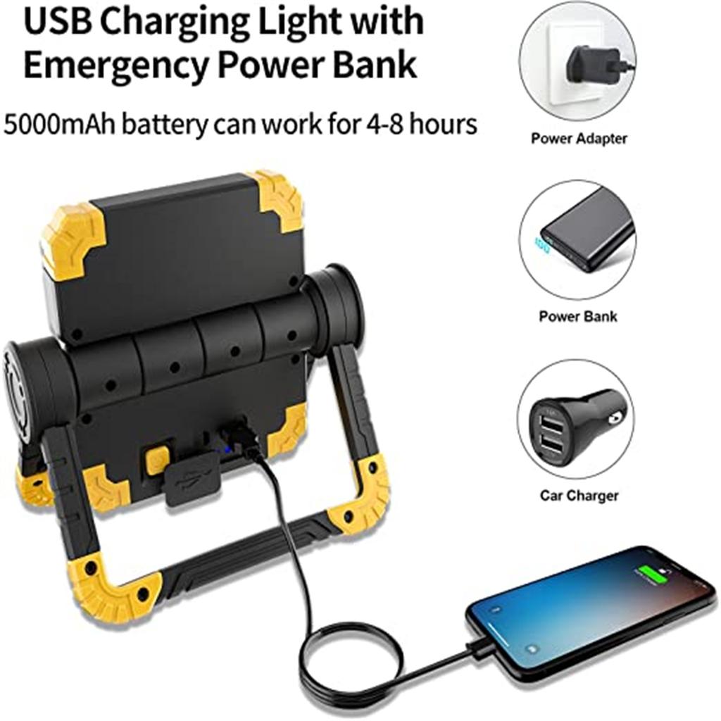 Led Work Light Portable Rechargeable 360 Degree Rotating Battery Powered Flood Lamps For Camping Car Repairing
