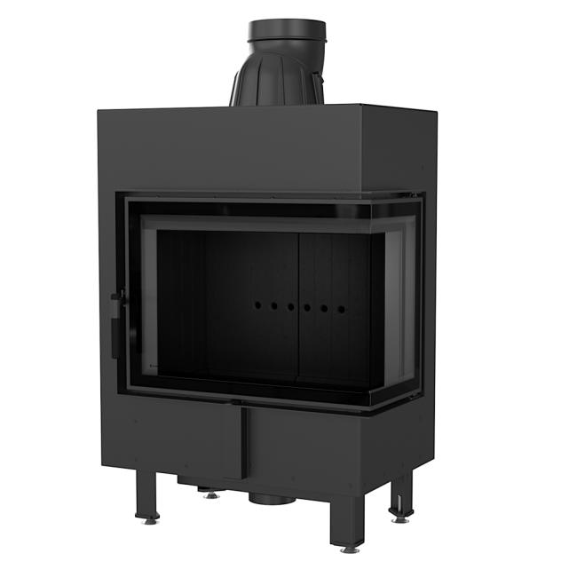 Smart steel fireplace KRATKI LUCY SLIM right 8 kW Ø 160 black thermotec MSK GLASS