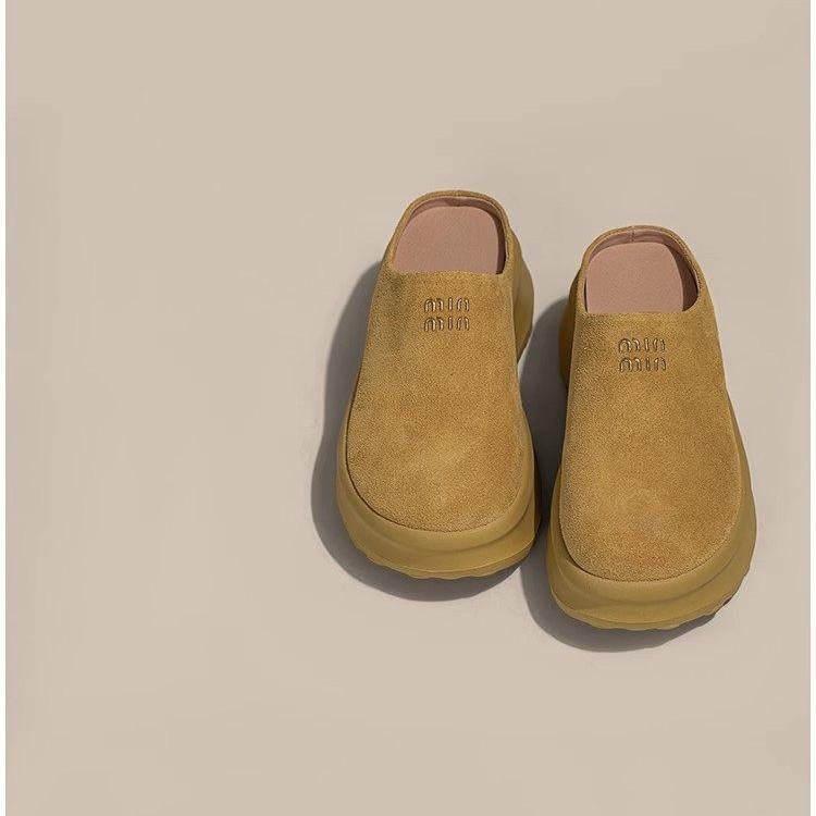 Thick-soled Bag Head and Half Slippers 22 Spring New Retro Lazy Non-slip Boken Shoes Tide