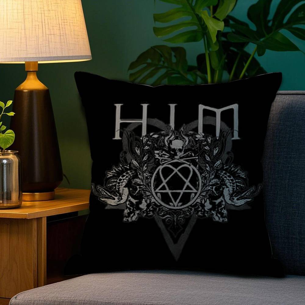 

H-Him Ornate Heartagram Pillow Case Plush Fabric Soft Double Sided Print Sofa Cushion Cover Throw Pillow Covers 12x12Inch