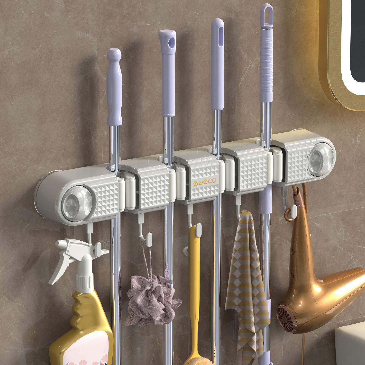 Крючок-держатель для швабры в ванной, настенный, без сверления, стойка для швабры, крючок для хранения швабры в ванной, фиксирующий зажим для швабры