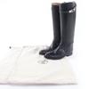 Great HERMES Knee-high Boots Kelly Metal Leather Jumping Boots Black Women 36 Used