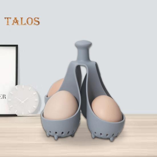 Bandeja de silicone para cozimento a vapor de ovos de 4/6 furos, resistente a altas temperaturas, para cozimento rápido, alça anti-escaldante, fácil de limpar, suporte para ovos