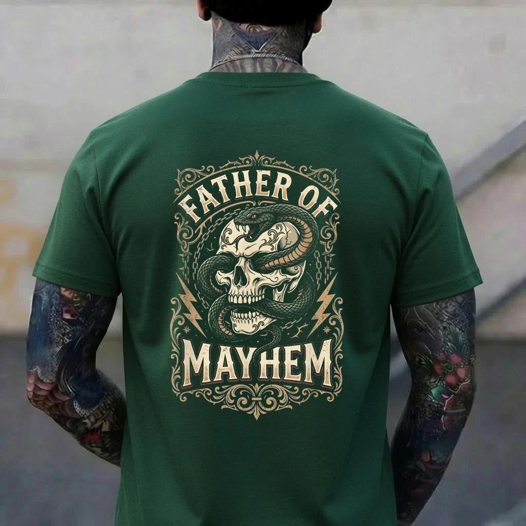 Father of Mayhem Vintage Gothic Skull and Snake Tattoo T-Shirt