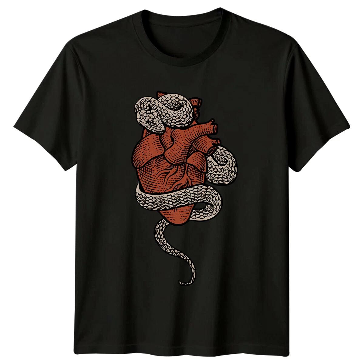 Snake Around Heart Reptile Animals Mens T-Shirt Ladies Tee Graphic XXL