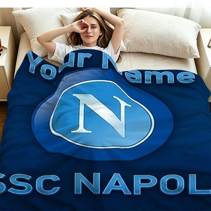 1 Stück SSC Neapel Individuelles Namensmuster Gemustert Flanelldecke Geeignet für Alle Jahreszeiten für Heimdekoration Wärme und Komfort Geschenke Feiertagsgeschenk