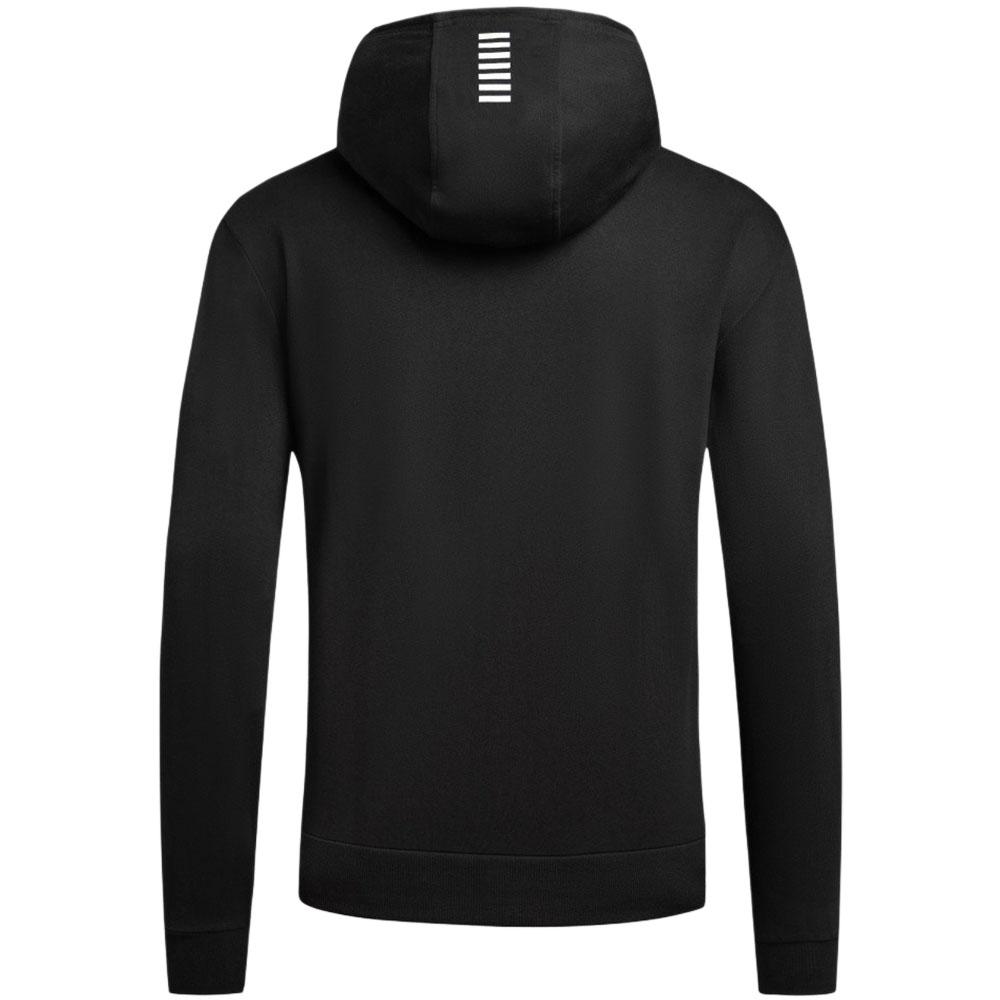 Emporio Armani EA7 FW24 Jednolita Bluza z Kapturem i Długim Rękawem z Nadrukiem Logo Męska bluza Czarny 8NPM32-PJVRZ-1200