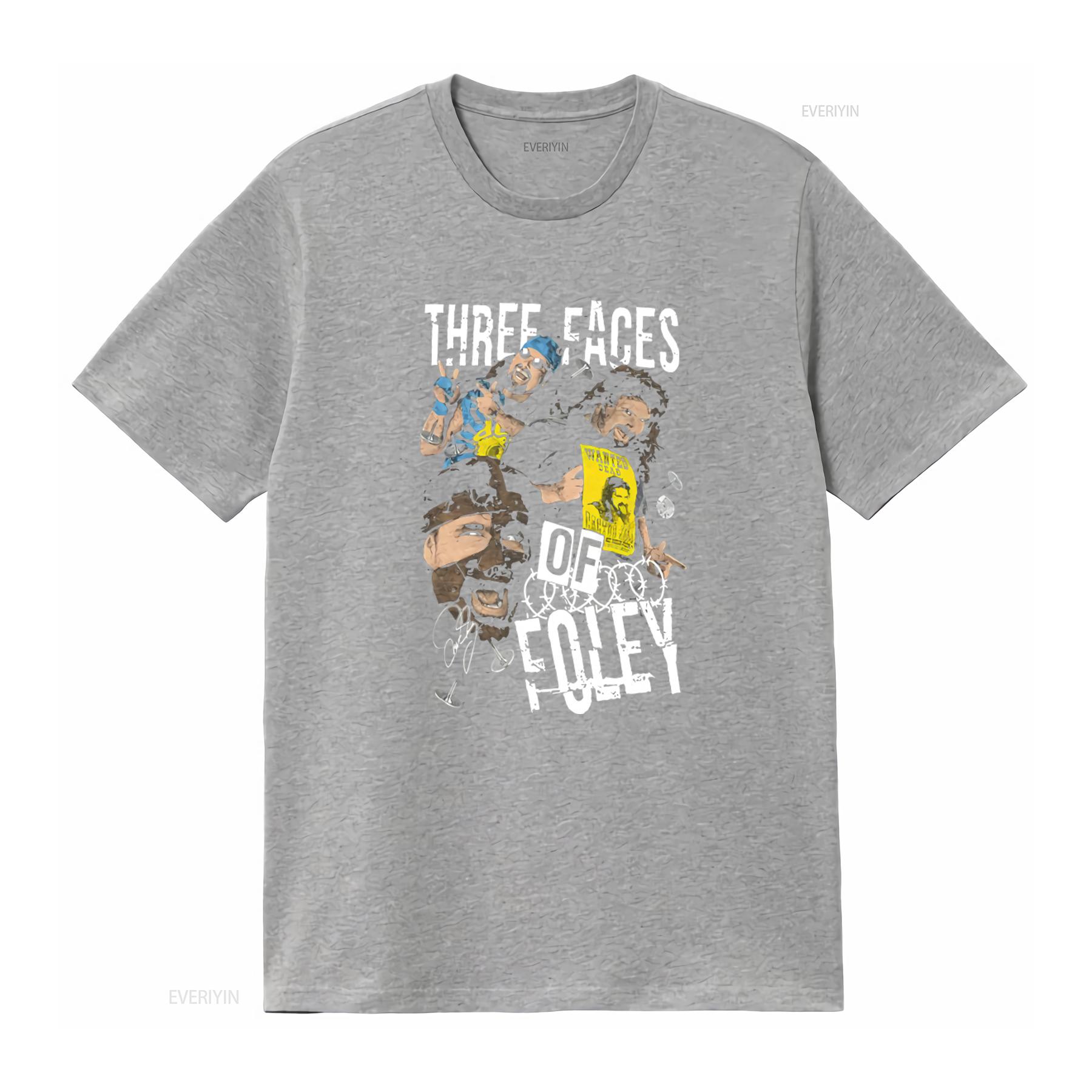 Mick Foley Legends Three Faces of T Shirt Vintage Washed Fashion Casual Top for Everyday Wear Homme Slightly Designer Clothes S