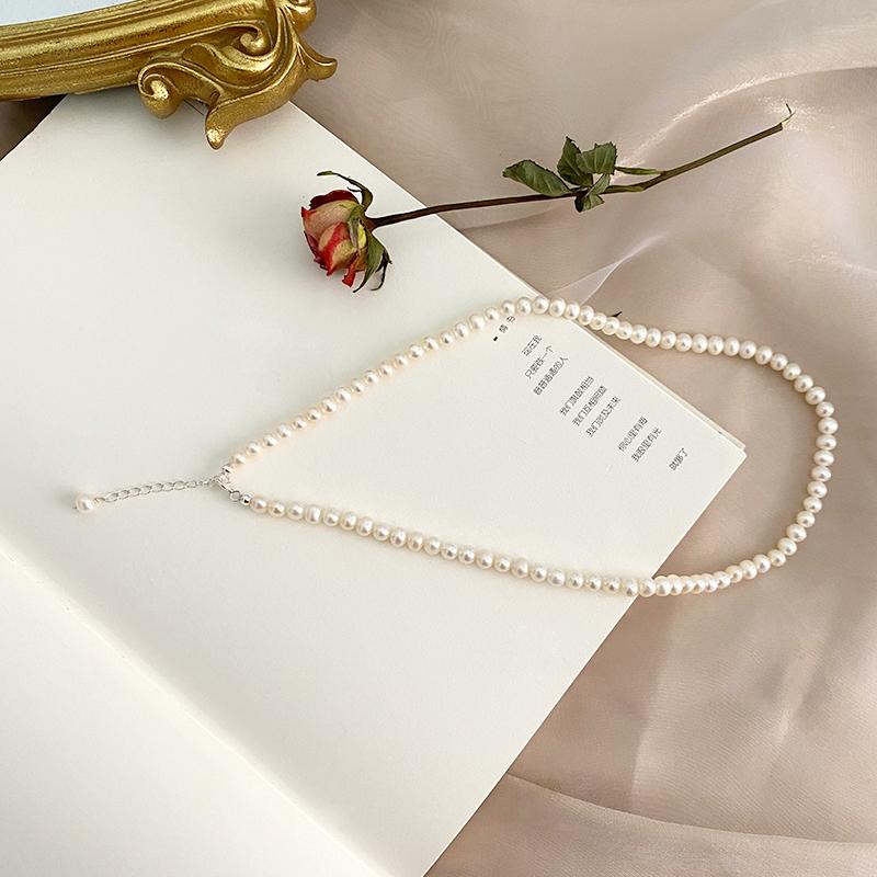 

Модные ювелирные изделия из натурального пресноводного жемчуга, ожерелье из стерлингового серебра 925 пробы для женщин и девочек 43cm белый