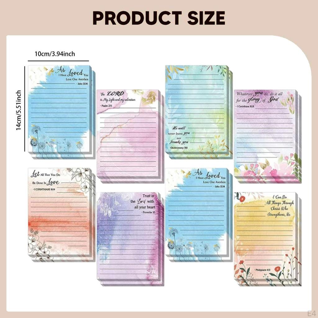 Floral Design Sticky Notes, Lined Lightweight, Removable, for Messages, Tasks Home