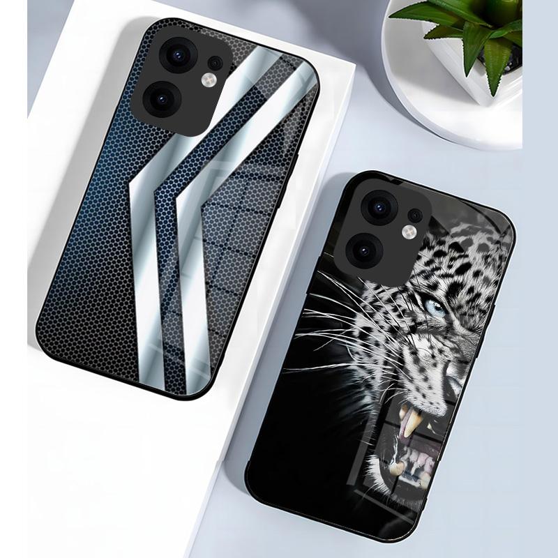 For Oppo Reno 13 12 Pro Case Cover Tempered Glass Phone Case Hard Fundas Coque For Oppo Reno13 Reno12 F Pro Protective Shell