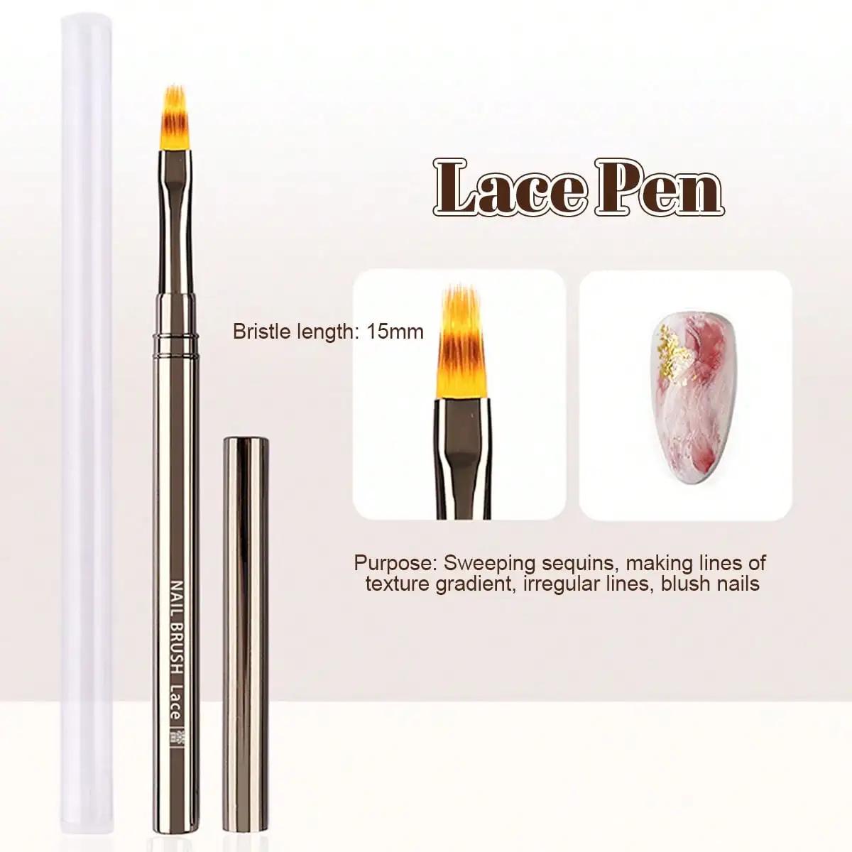 

Кисточка для полировки УФ-геля с круглым кончиком для ногтей не царапает и не скручивается, подходит для инструментов для градиентного и растушевочного маникюра. золотой