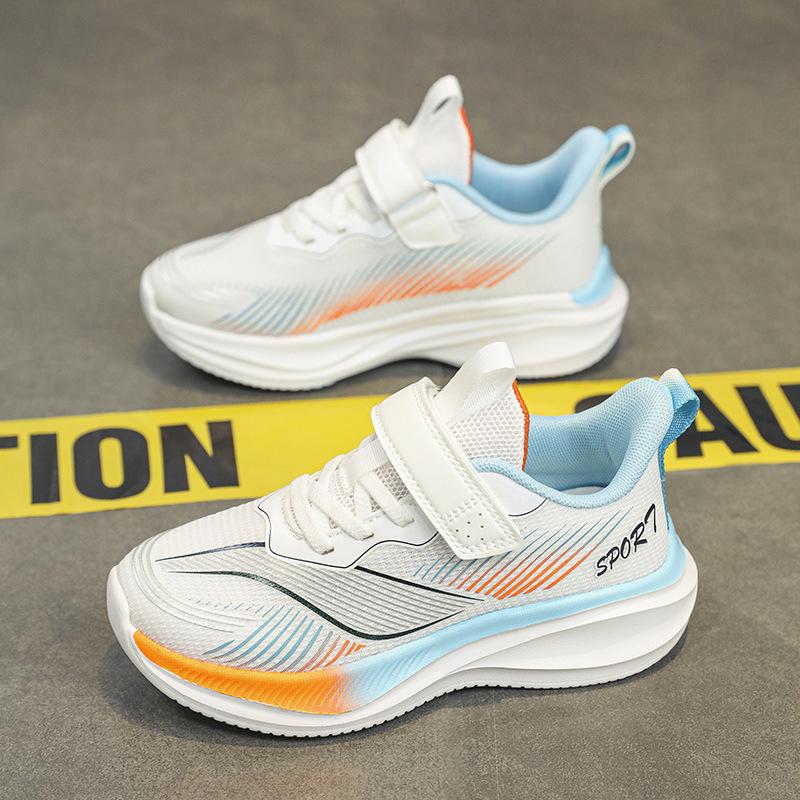 Children's sports shoes, jogging shoes, cushioning soft sole 2025 spring new girls and boys mesh running shoes, medium and old children