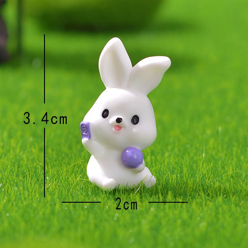 1/6 Figurine Miniature Funny Cute Rabbit Micro Landscape Ornaments For Hoom Decorations DIY Office Desk Accessories Room Decor