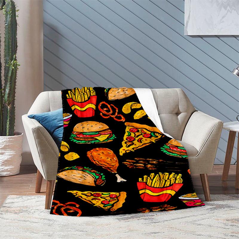 1PC Food Elements printed blanket, all season lightweight home office outdoor nap multifunctional blanket A2