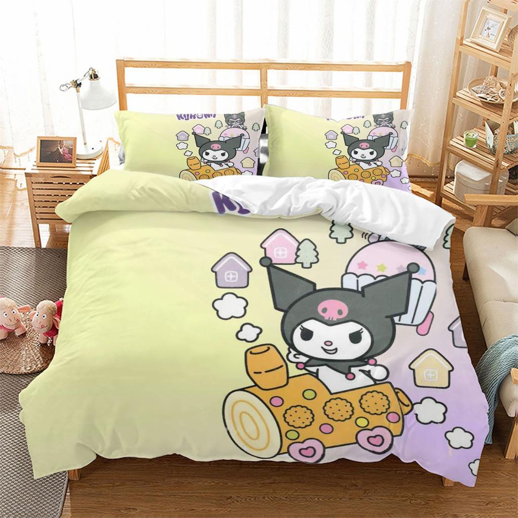 Hot Cartoon Character Kuromi Bedding Setkuromi Melody Duvet Cover Bed Set Quilt Cover PillowcaseKing Queen Size Bedding Set