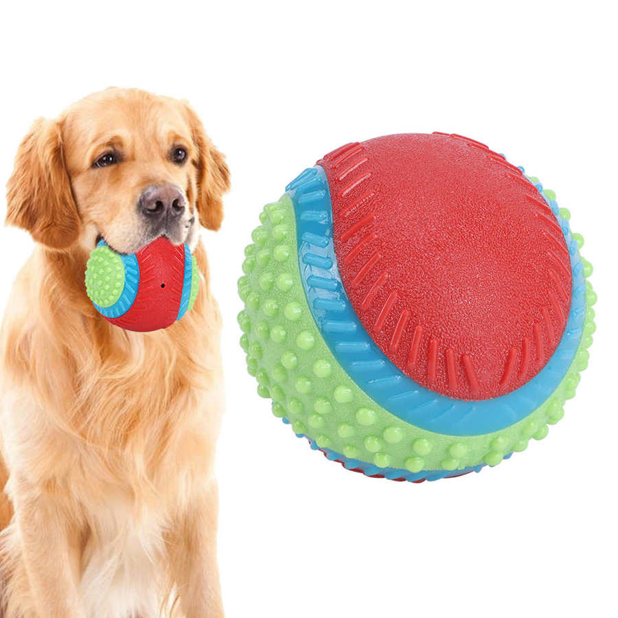 Pet Dogs Rubber Elastic Ball Chew Teeth Grinding Safe Training Interactive Chew Pet Rubber Ball For Dog Teeth Cleaning