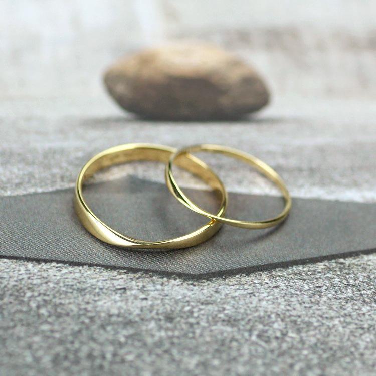 14K Gold-Plated Sterling Silver Mobius Ring - Minimalist Japanese Korean Design