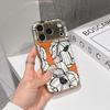 Lucky Start Phone Case For iPhone 17 16 15 14 13 12 11 Pro Max 16E Gold Electroplated glass shell  Orange Flowers Cover